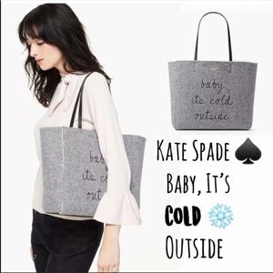 Kate Spade Baby It’s Its Cold Outside Gray Wool Tote ⛄️❄️ Rare Bag
